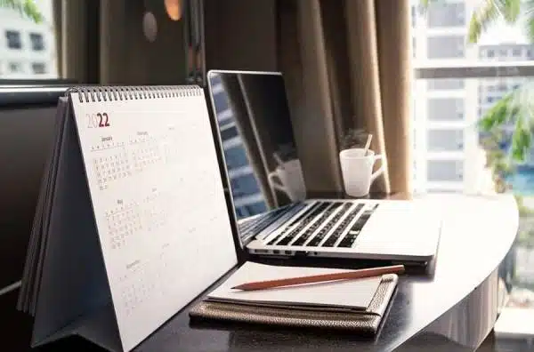 Laptop and 2022 Calendar