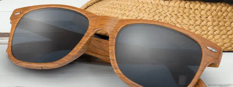 A stylish pair of promotional sunglasses with UV protection and customisable branding.