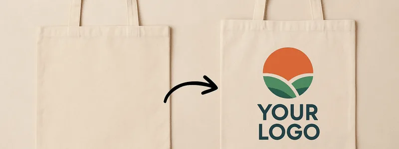 Plain tote bag beside branded tote bag with logo.