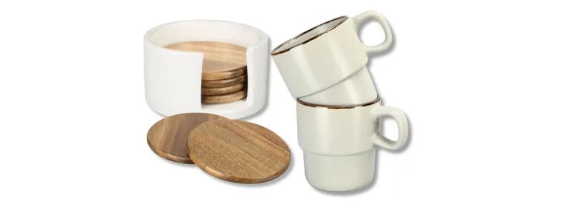 Mug with matching coaster promotional merchandise set