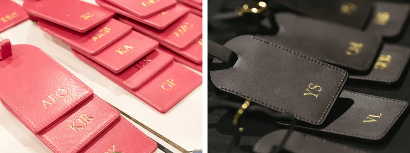 Personalised embossed luggage tag design<br />
