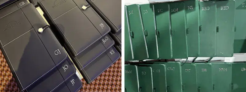 Embossed notebook with custom initials<br />
