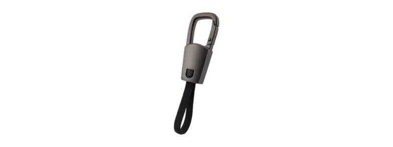 Compact Type-C carabiner charging cable with braided loop.