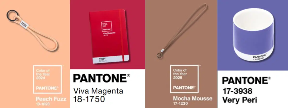 Pantone Colours of the Year 2022–2025 collage