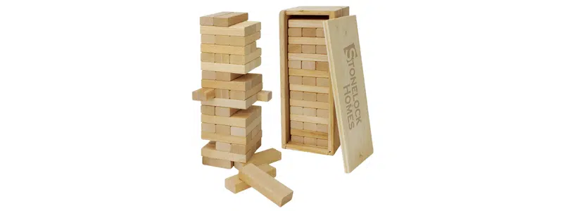 Colourful building block game set inspired by classic toys