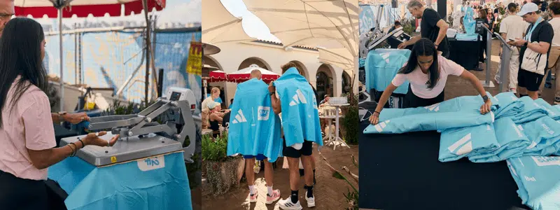 On-site Heat Transfer personalisation of Adidas blanket capes at City2Surf