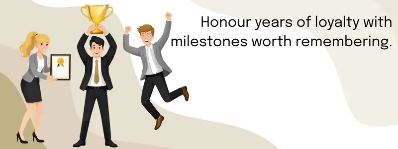 employees celebrating with trophy and certificate