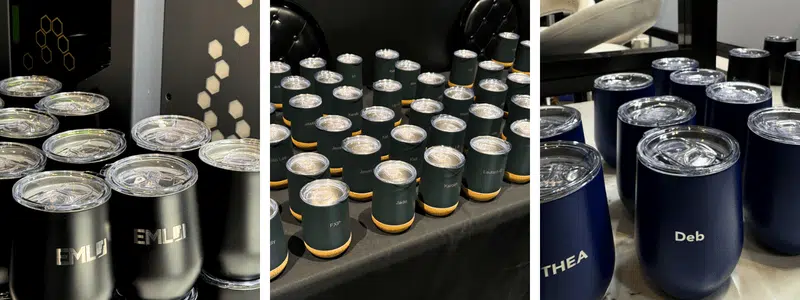 Engraved reusable coffee cups