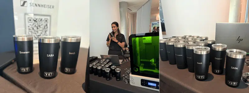 Live laser Engraving of YETI tumblers at corporate event activation