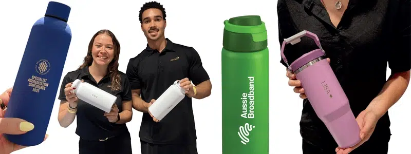 Branded water bottles as promotional drinkware for events and everyday brand visibility
