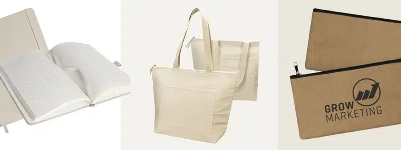 eco-friendly notebook, tote bags and pouches for branded merchandise