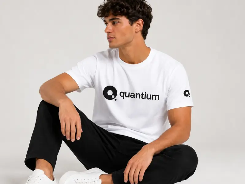 Man seated wearing a white Quantium